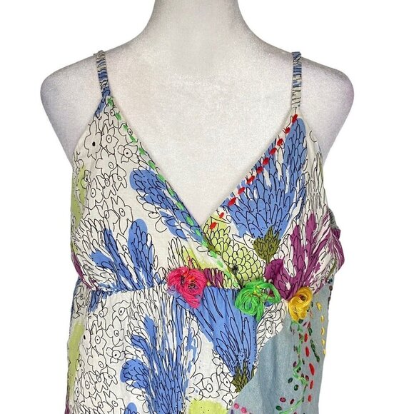 FORLA PARIS Mini Dress NWT Spaghetti Straps Sundress Flowy Multicolor L 65-5 - Picture 6 of 16